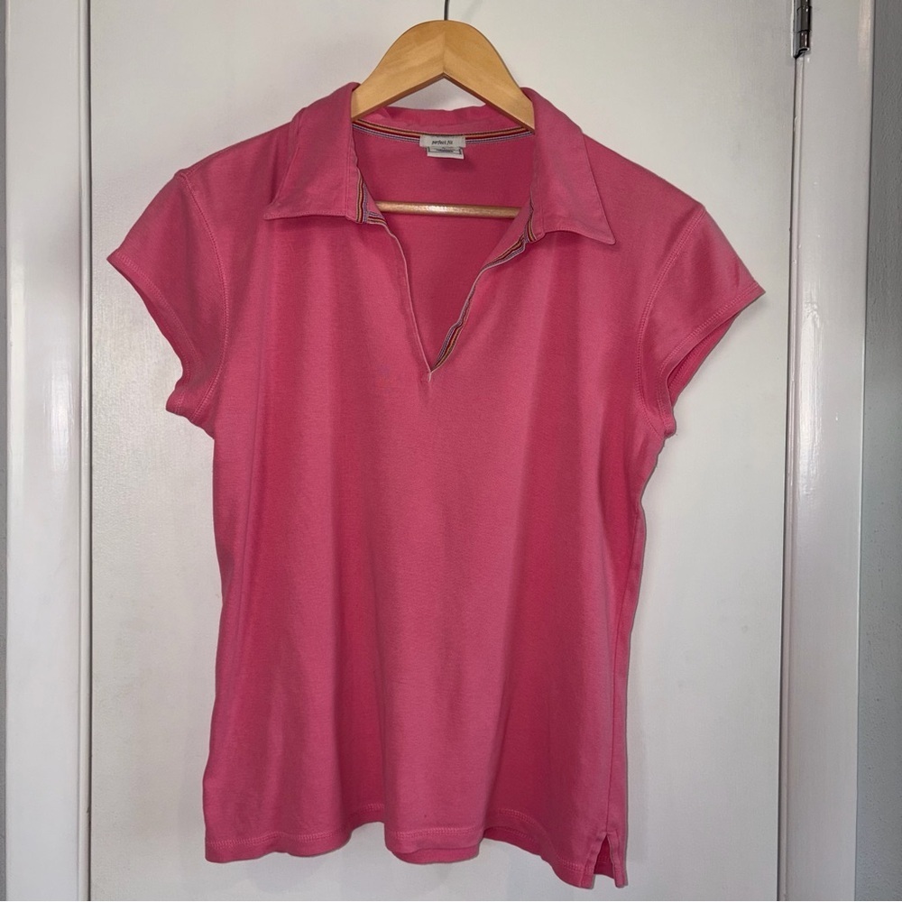 Old Navy Vintage Y2K Polo Shirt. Hot Pink. Size: Large. 2004.